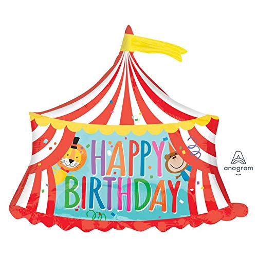 LOONBALLOON 28 Inch Large Happy Birthday Balloons for Kids - Circus Tent Theme Party Decorations for Children's Birthday Celebrations