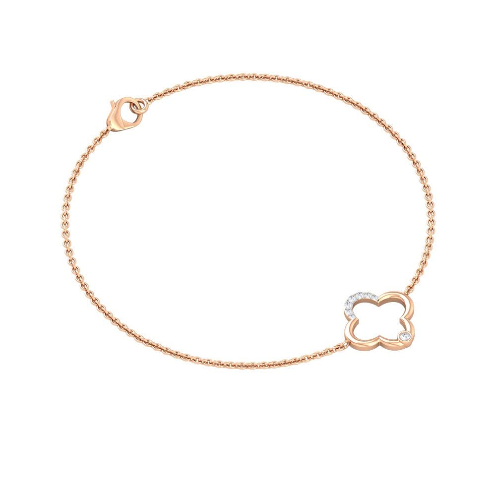 10K Solid Gold Cubic Zirconia Clover Chain Bracelet for Women - Elegant CZ Floral Jewelry Gift for Anniversary, Birthday & Special Occasions
