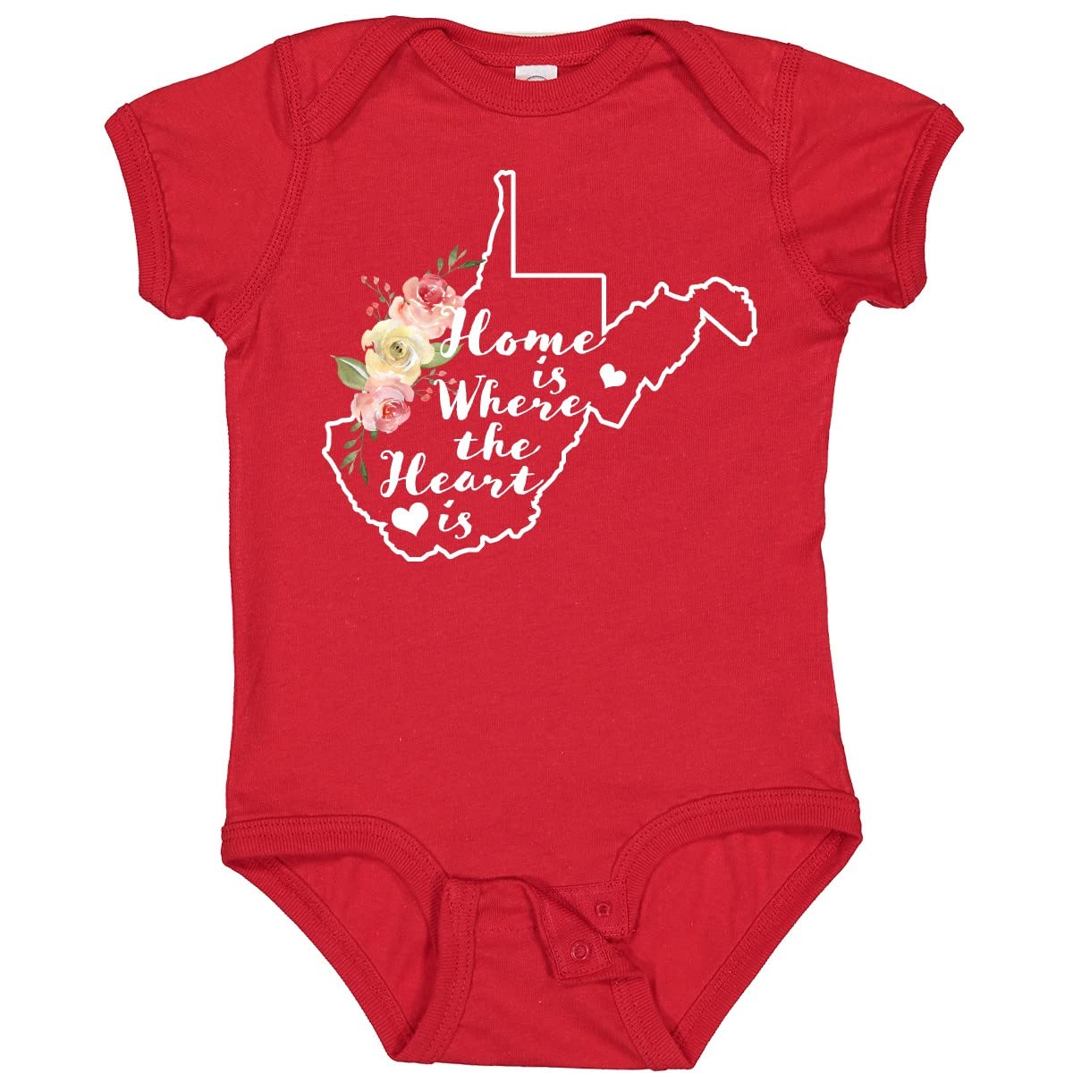 Inktastic West Virginia Home Is Where the Heart Is Watercolor Baby Bodysuit - Cute Outfit for Newborns, Infants & Toddlers - Perfect for Family Photos, Holidays & Everyday Wear
