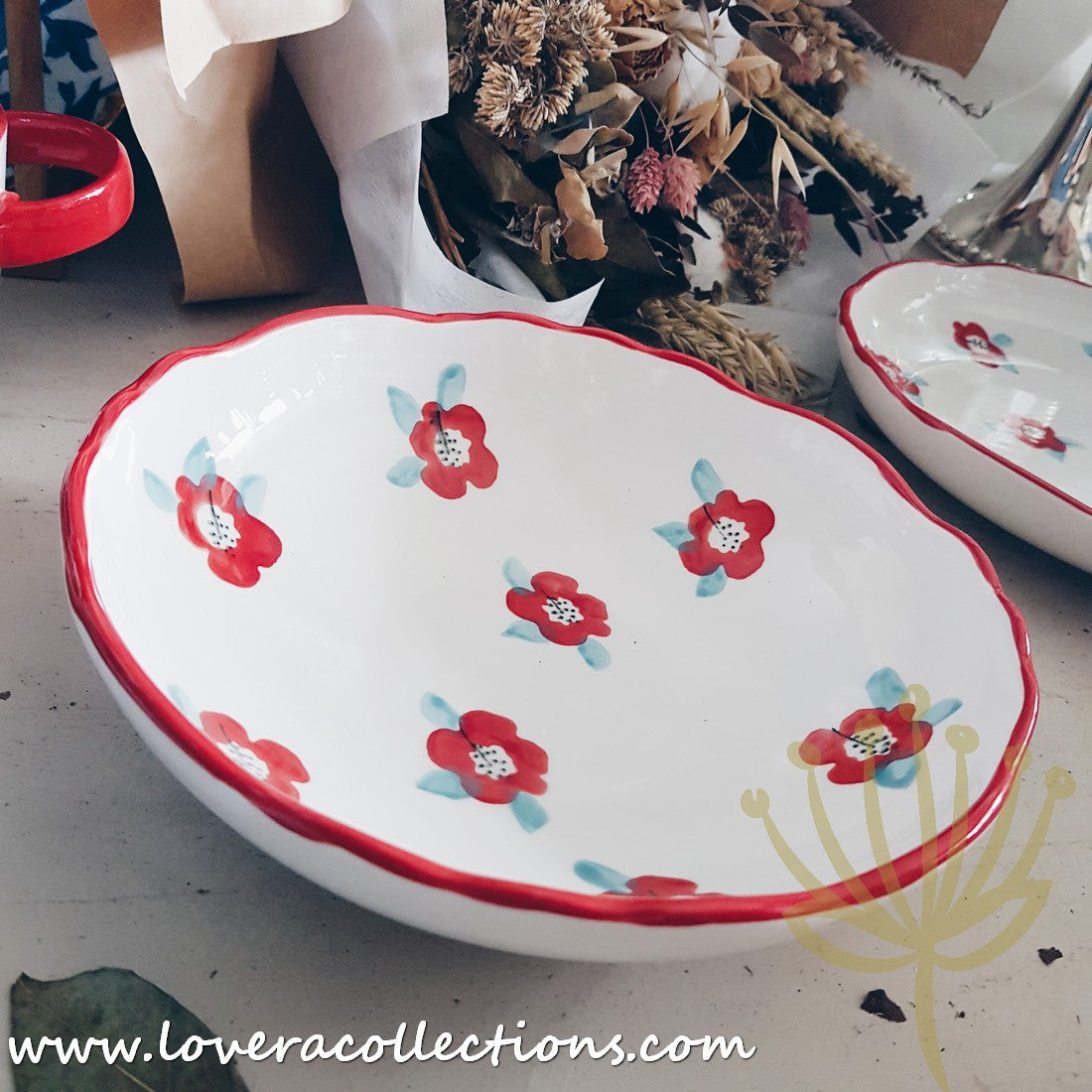 Handmade Red Floral Ceramic Teapot - 70% Off Clearance Sale | Perfect for Afternoon Tea, Gifts & Home Decor