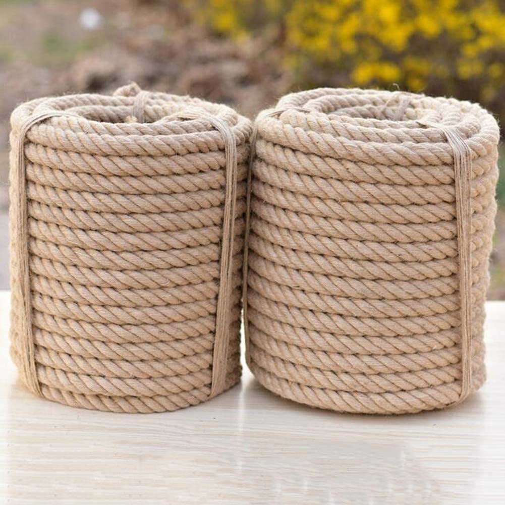 XBSXP 35mm Thick Natural Jute Rope - High Strength Hemp Twine Braided Sisal Rope for Climbing, Landscaping, Home Decor, Tug of War & Outdoor Activities (30m Length) - Perfect for DIY Projects, Garden Tying, Wall Hangings & Camping Gear