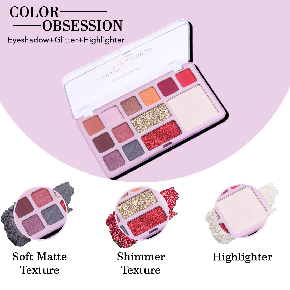 Seven Seas 13-Color Glitter Eyeshadow Palette - Natural Shimmer for Day & Night Looks