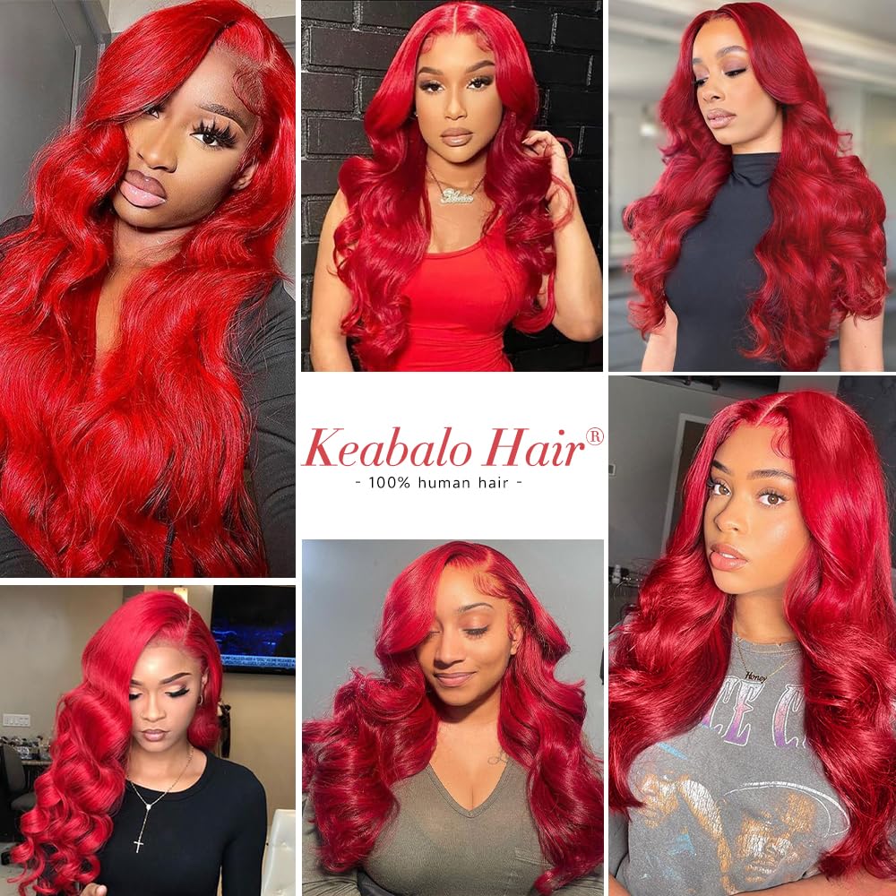13x4 HD Lace Front Wig Human Hair - 30 Inch Red Body Wave Pre Plucked Glueless Wig 180% Density | Perfect for Cosplay, Halloween, Daily Wear & Special Occasions