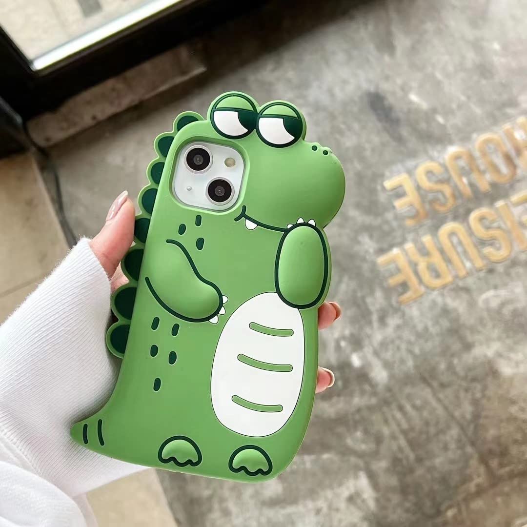 Cute 3D Cartoon Crocodile Soft Silicone Shockproof Protective Phone Case for iPhone 12 Pro Max - Kawaii Green Cover for Women & Girls | Perfect for Everyday Use, School, Work and Travel