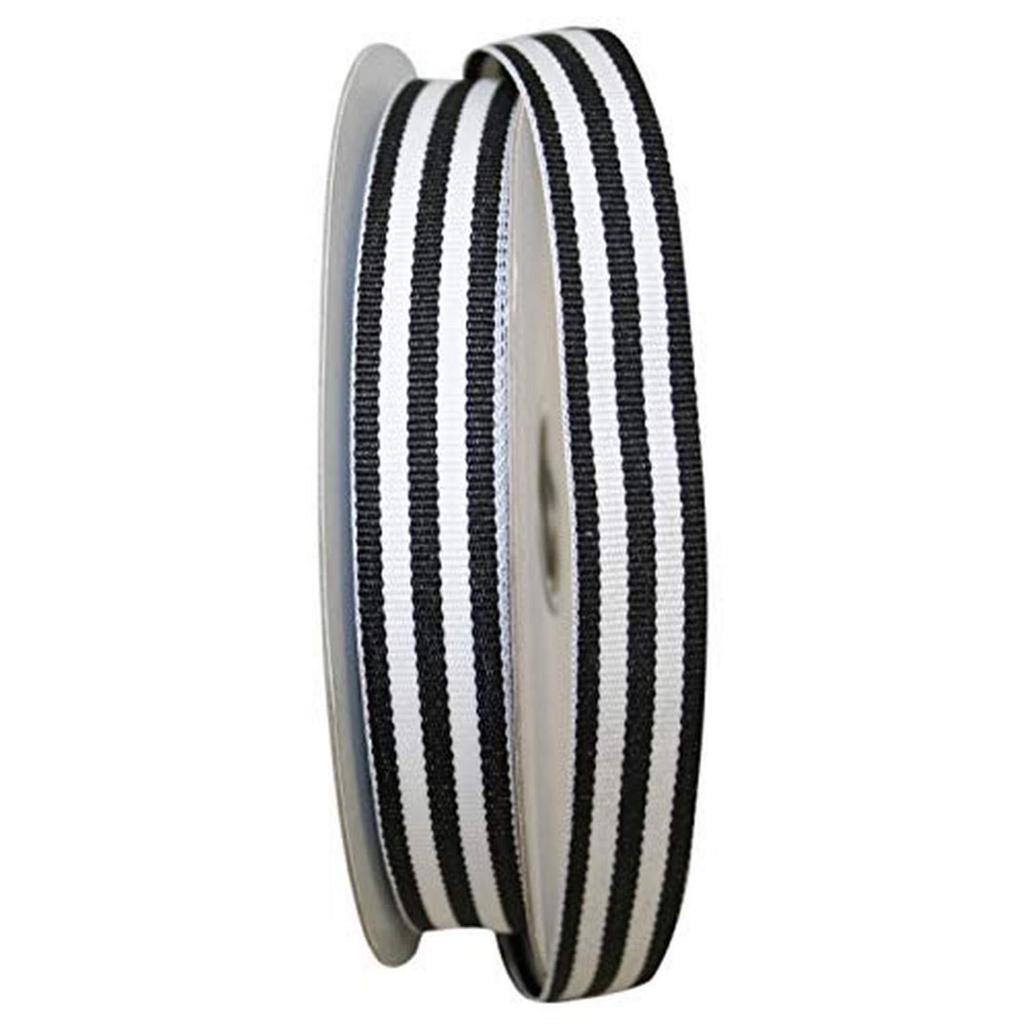 Premium 5/8 Inch x 25 Yards Black Grosgrain Ribbon with Stripes - Perfect for Gift Wrapping, DIY Crafts, Hair Bows, and Scrapbooking Projects