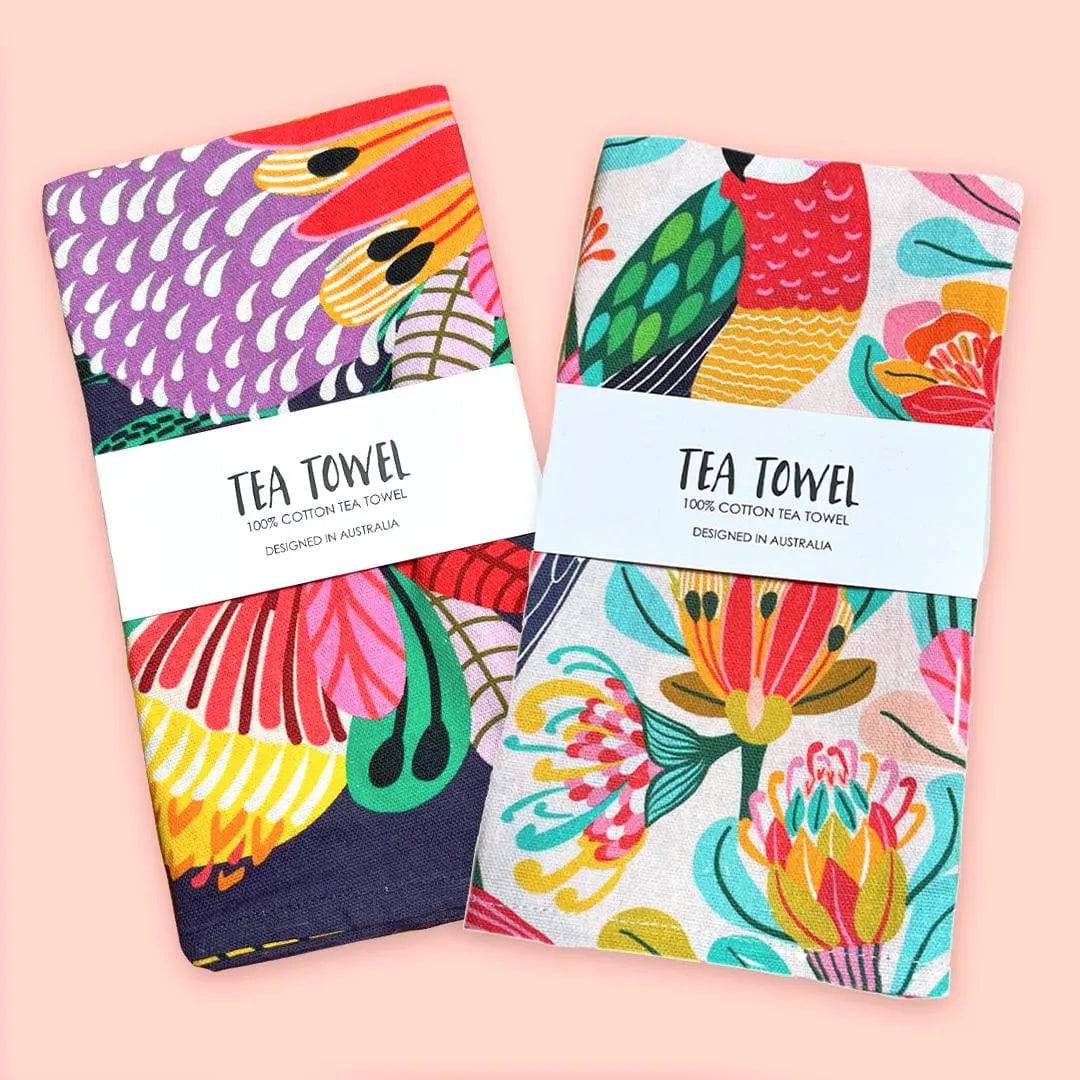 Premium Eden Paradise Tea Towel Set - 100% Cotton Absorbent Kitchen Towels (Set of 6) - Perfect for Drying Dishes, Cleaning Countertops & Decorating Your Kitchen