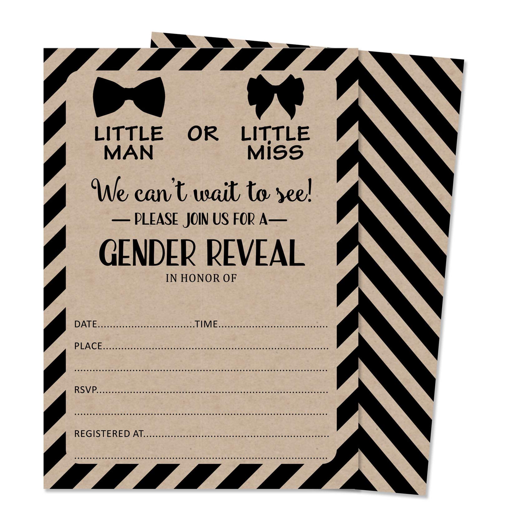 30 Rustic Gender Reveal Baby Shower Invitation Cards - It's a Boy or Girl Fill-in-the-Blank Invites for Gender Announcement Parties & Celebrations