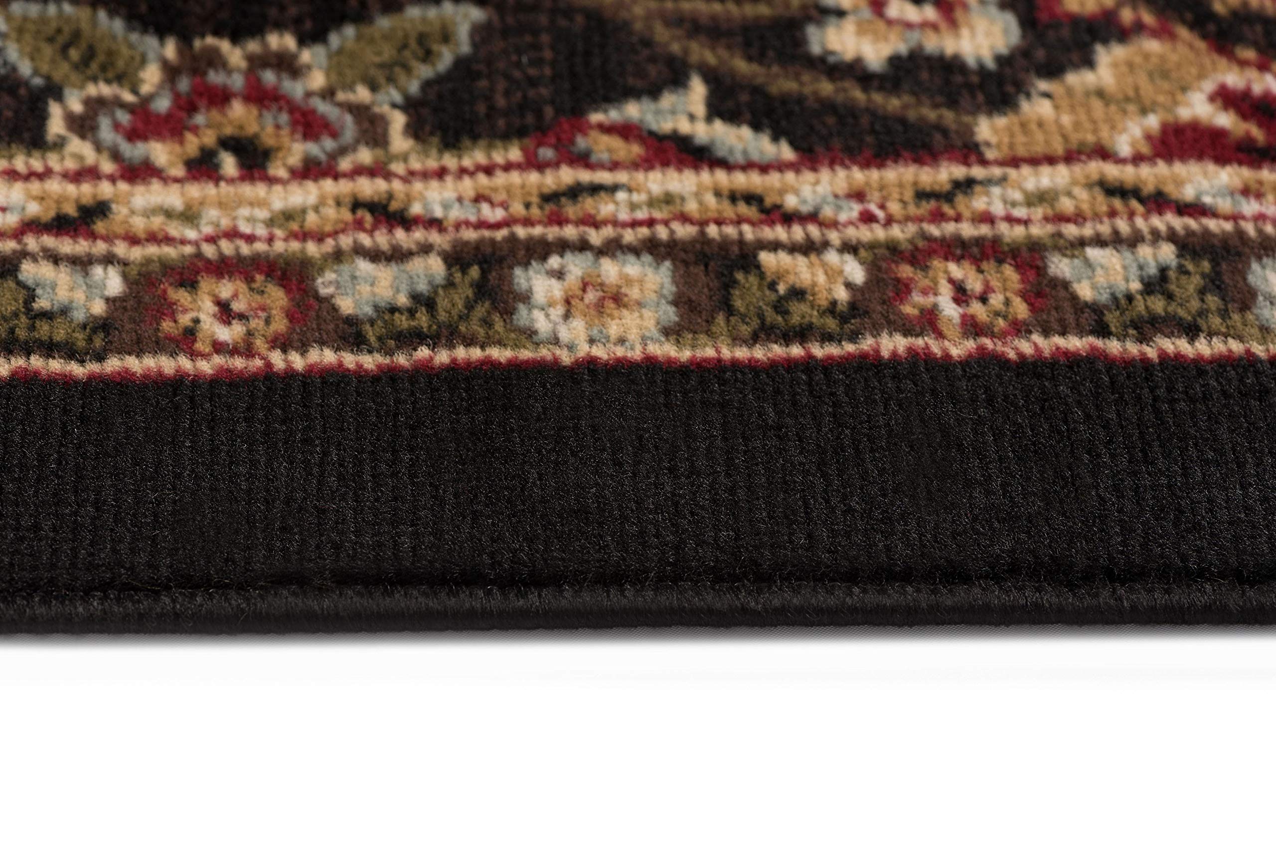 Tayse Leanna Black 8 Foot Round Area Rug - Soft Transitional Oriental Design for Living Room, Bedroom & Dining Room - Perfect for Home Decor, Floor Protection & Cozy Interior Styling