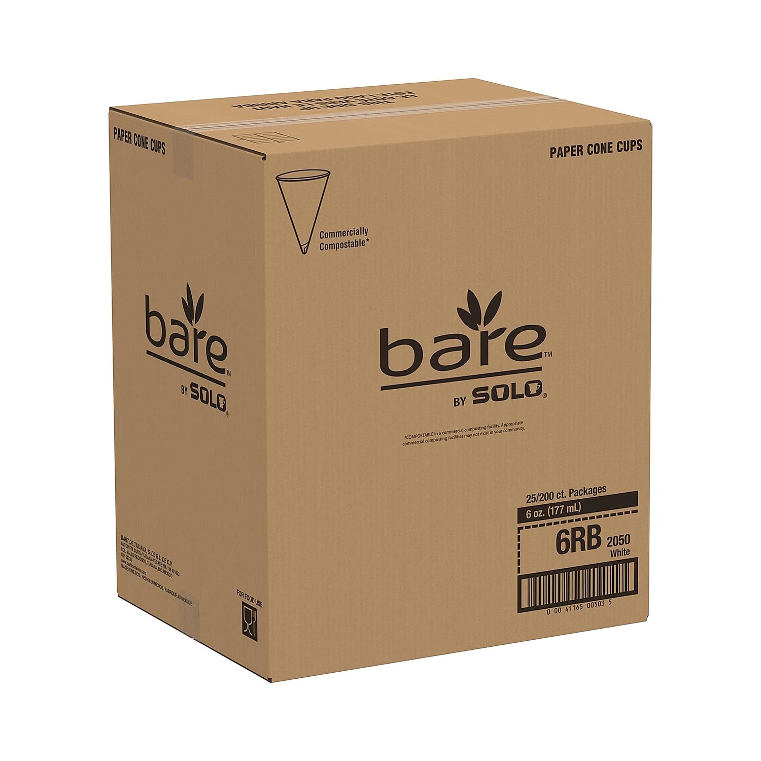 Eco-Friendly Disposable Paper Cone Water Cups - 6 oz, White (200/Sleeve, 25 Sleeves/Carton) - Perfect for Parties, Events, and Office Use