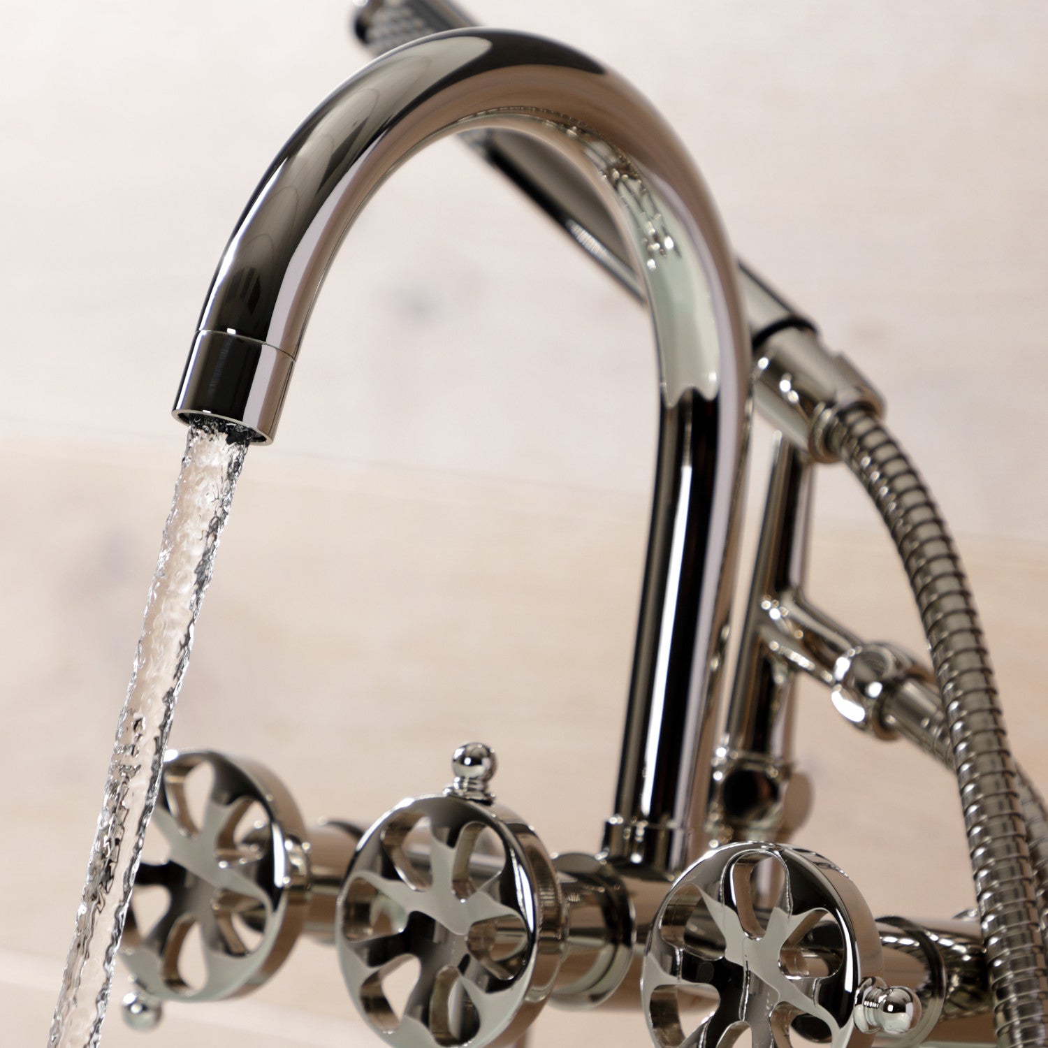 Belknap AE8106RX 3-Handle 2-Hole Deck Mount Clawfoot Bathtub Faucet with Hand Shower - Polished Nickel Finish - Vintage Style Bathroom Fixture for Classic & Modern Bathrooms