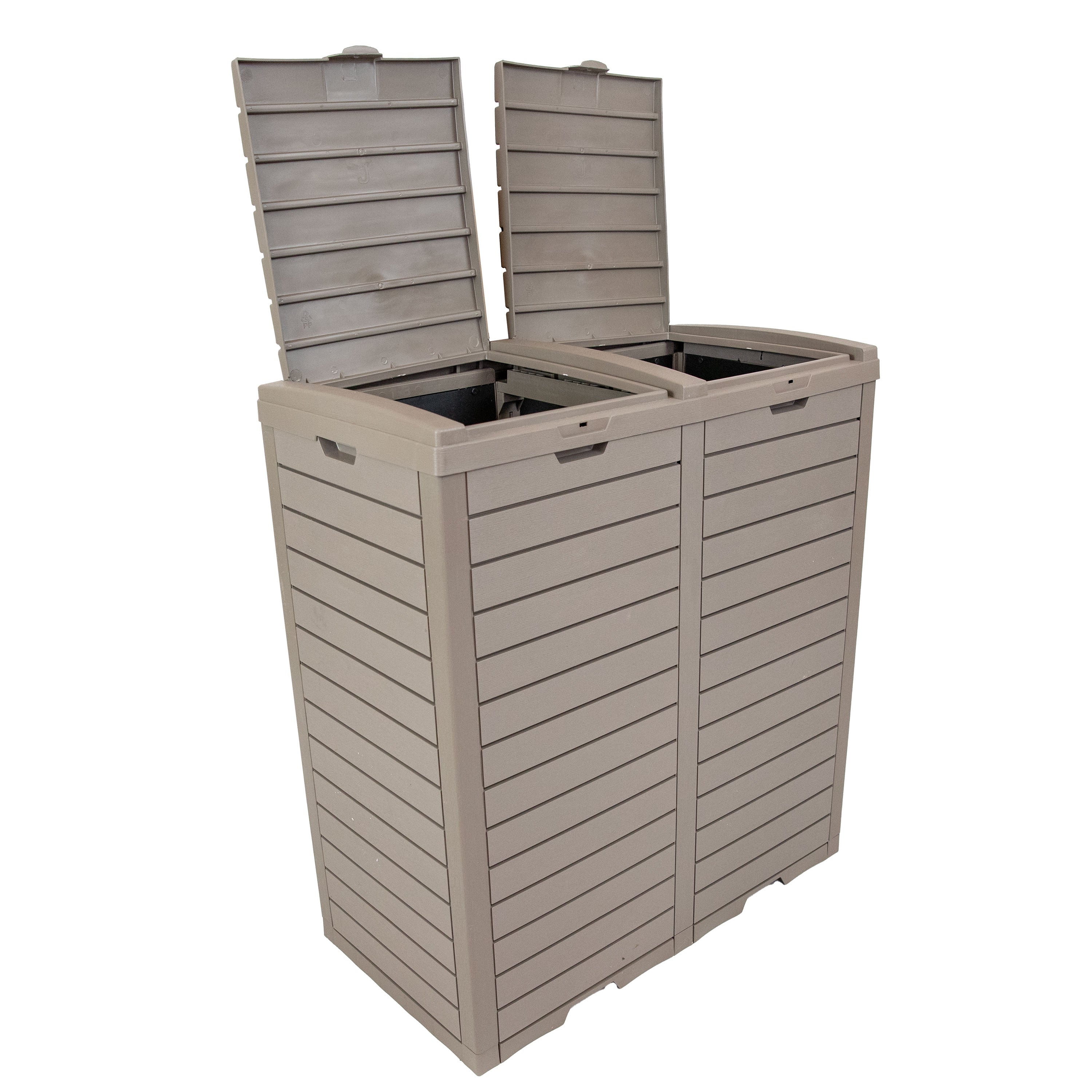 Sunnydaze Outdoor Patio Trash Can with Lid - Durable Waterproof Garbage Bin for Backyard, Deck, Poolside & Garden Waste Disposal