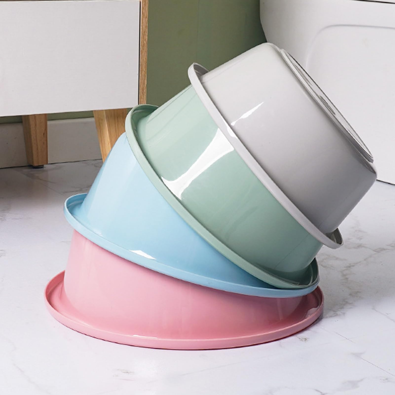 29.5x10cm Blue Dishpan - Thickened Plastic Portable Wash Basin for Baby Bottles, Small Multi-Purpose Cleaning Basin, Household Round Sink (Great for Kitchen, Bathroom, Camping & Outdoor Use)