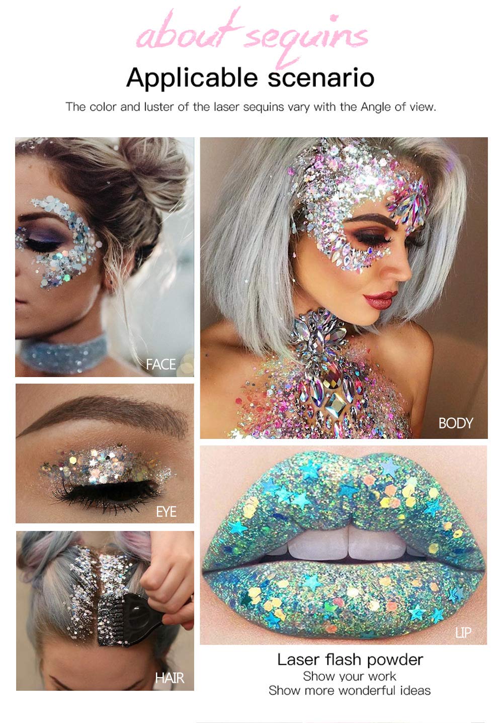 **Blue Holographic Body Glitter Stick - Sparkling Face & Body Glitter Makeup for Women - Perfect for Parties, Festivals, and Cosplay**