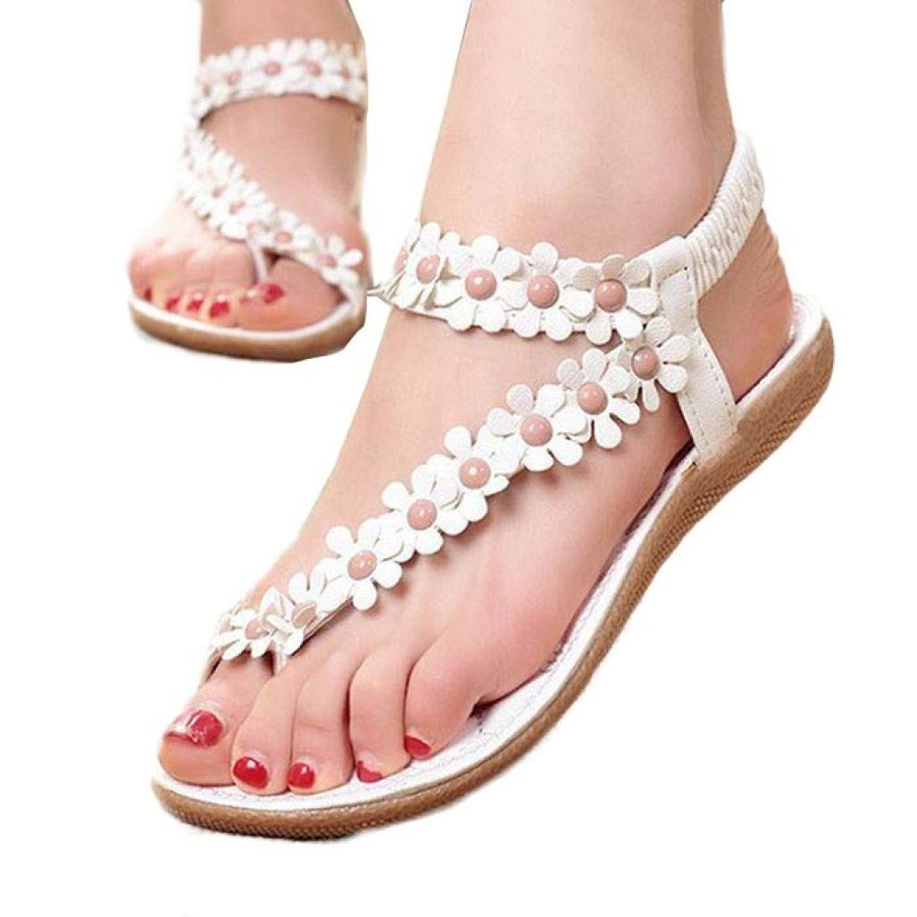 Neartime Women's Bohemian Beaded Clip Toe Sandals - Breathable Hollow Out Summer Beach Shoes for Women | Perfect for Vacation, Poolside & Casual Outings