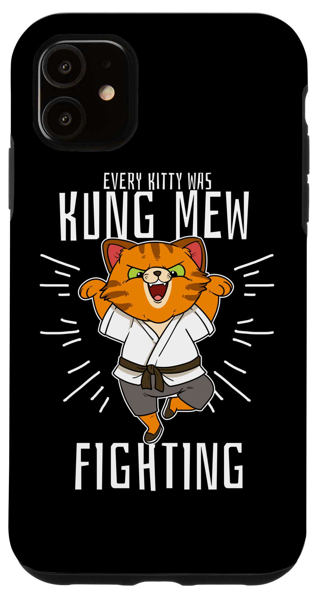 Funny Kung Fu Fighting Kitten iPhone 11 Case - Cute Battle Cat Karate Pet Meow Phone Cover for iPhone 11 - Perfect Gift for Cat Lovers & Martial Arts Fans (Use at Home, Gym, or Outdoor Adventures)