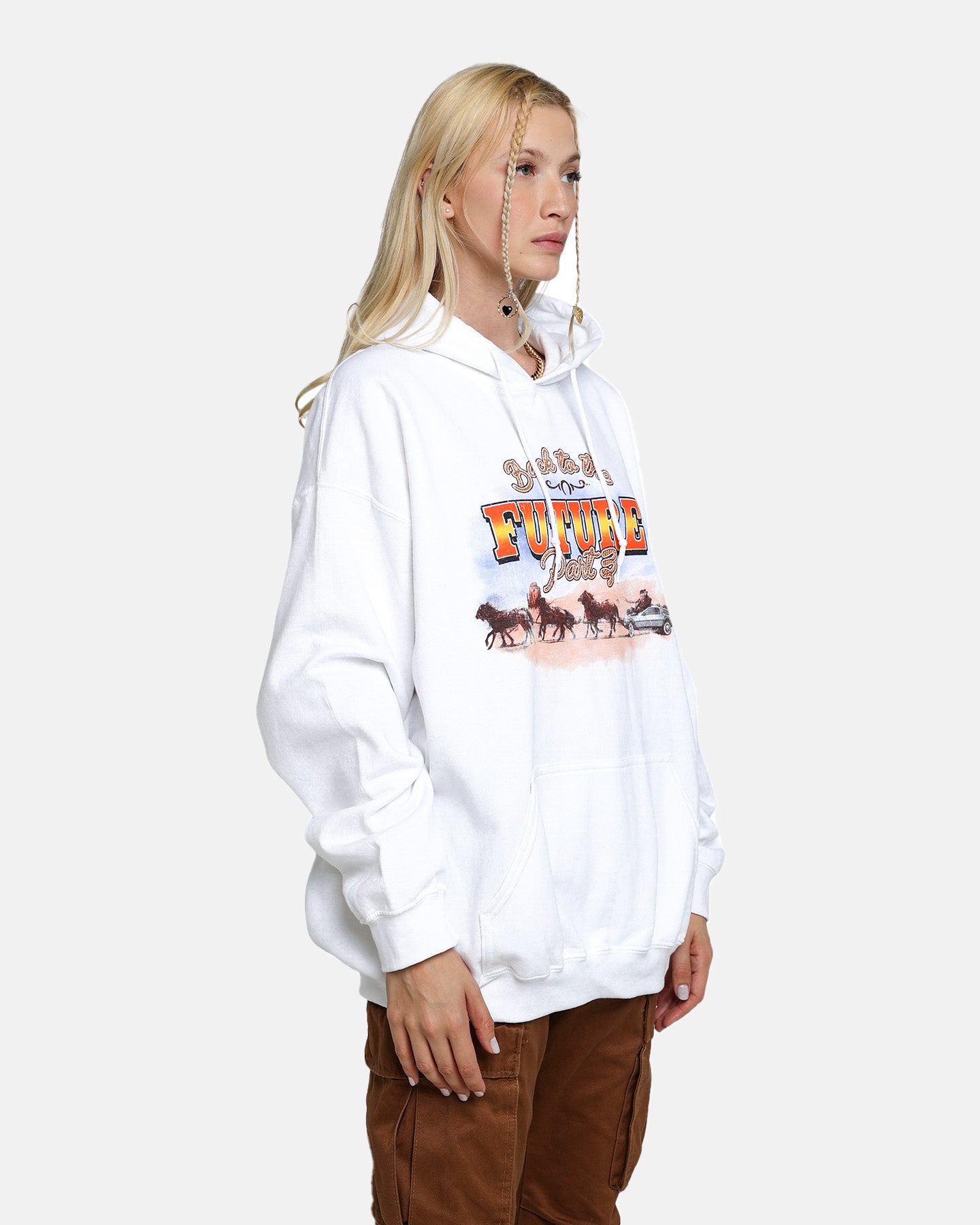 Back To The Future 3 Hoodie - Vintage Movie Merchandise - White Cotton Pullover for Men & Women - Perfect for Cosplay, Movie Nights & 80s Retro Fashion