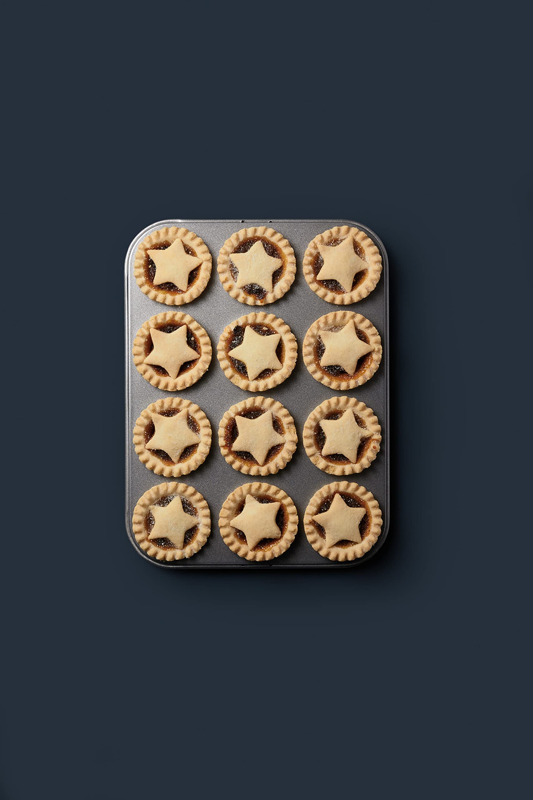 Masterclass Kitchencraft 12-Piece Baking Mince Pie Pan - 32 x 24cm Non-Stick Grey Tart Tray - Perfect for Holiday Baking, Christmas Pies & Party Desserts