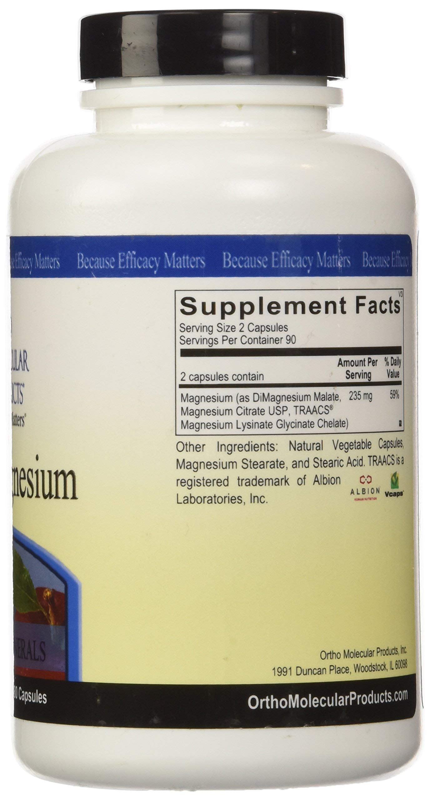 Ortho Molecular Products Reacted Magnesium 180 Capsules - High Absorption Magnesium Supplement for Muscle Relaxation, Sleep Support & Stress Relief - Perfect for Athletes & Active Lifestyles