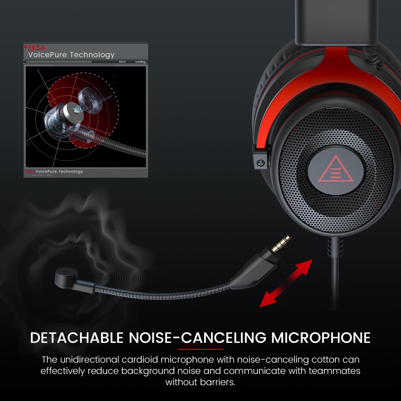 EKSA E900 Pro Gaming Headset with Detachable Noise-Canceling Microphone - 3D Surround Sound Wired Headphones for PC, PS4, PS5, Xbox, Nintendo Switch, Laptop & Mobile Devices (3.5mm Jack) - Perfect for Competitive Gaming, Streaming & Online Meetings