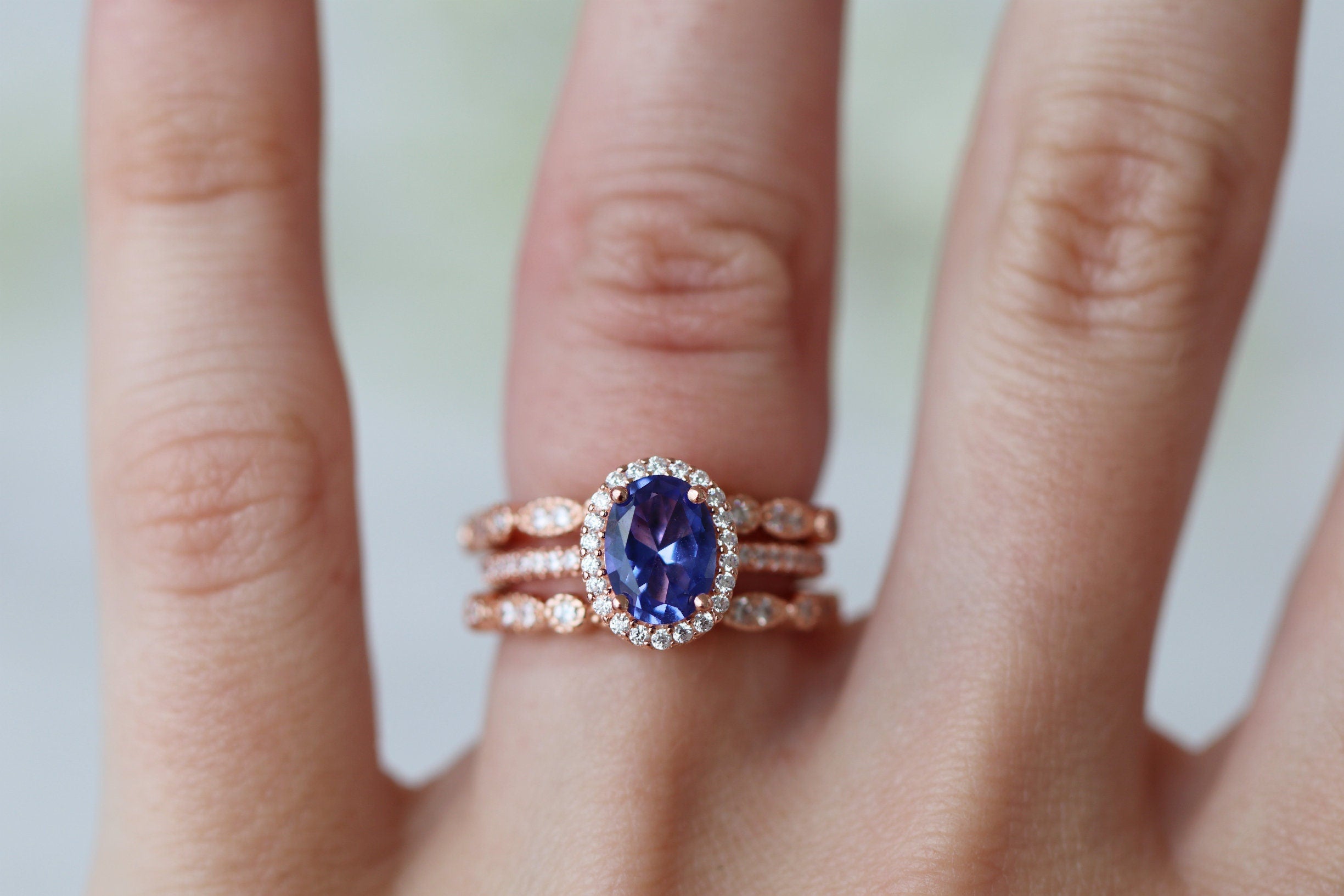 14K Rose Gold Vermeil Iris Oval Tanzanite Ring - Elegant Tanzanite Jewelry for Women, Perfect for Weddings, Anniversaries & Special Occasions