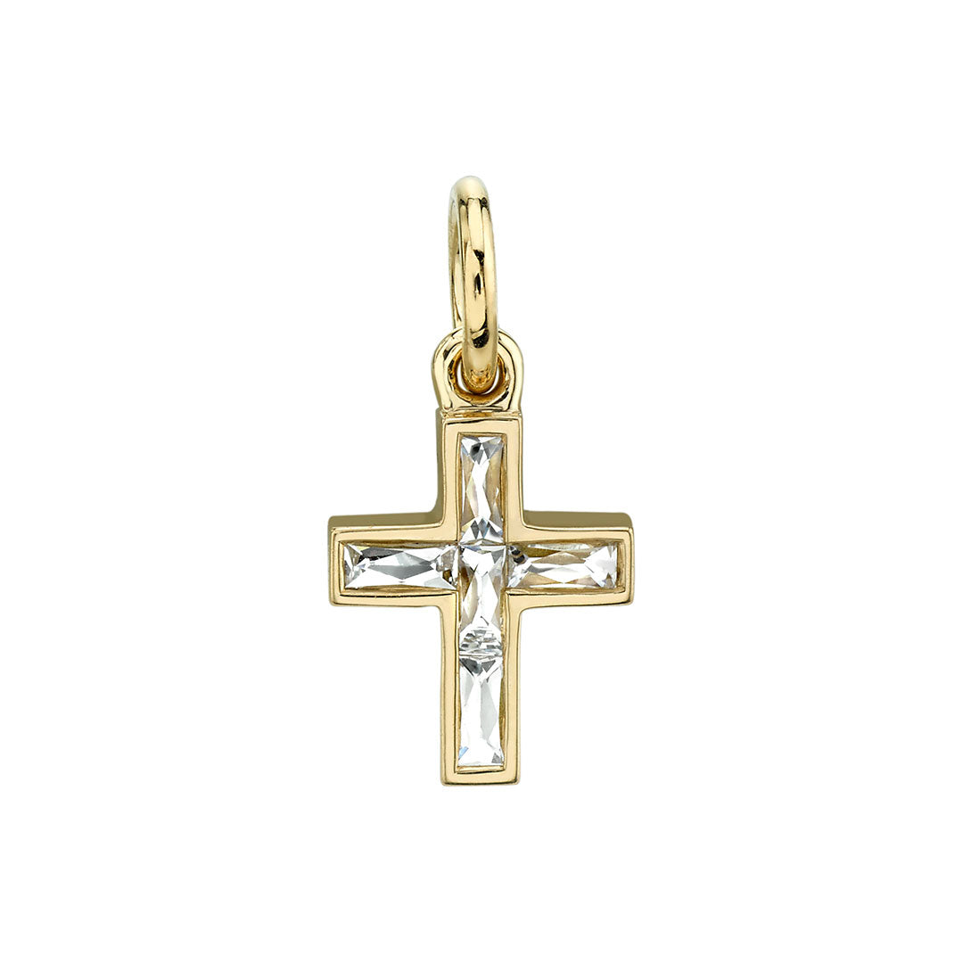 Single Stone Mini French Cut Carmela Cross Pendant Necklace - Elegant & Dainty Jewelry for Women, Perfect for Everyday Wear, Gifts & Special Occasions