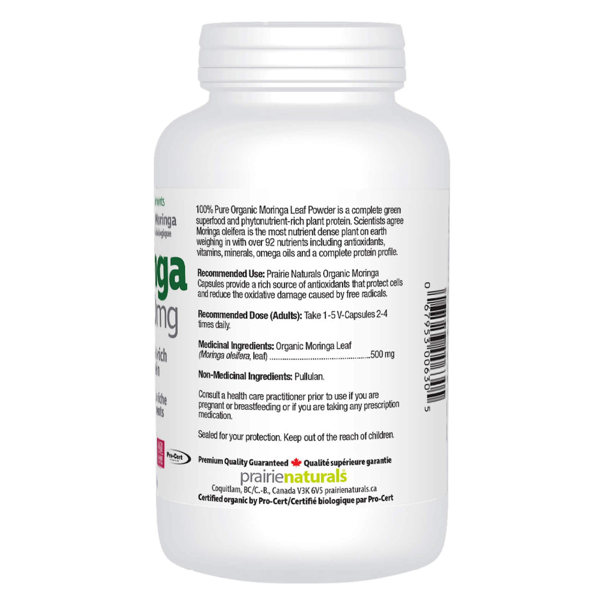 Organic Moringa Leaf Capsules 500mg - 100% Pure Natural Supplement for Energy, Immunity & Detox - Vegan, Non-GMO, Gluten-Free - Boost Vitality & Wellness Daily