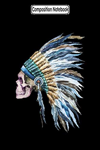 Indian Skull Composition Notebook - Watercolor Feather Design, 100 Lined Pages, 6x9 Inch | Hippie Journal, School Supplies, Gift for Students & Artists | Perfect for Note Taking, Sketching & Creative Writing