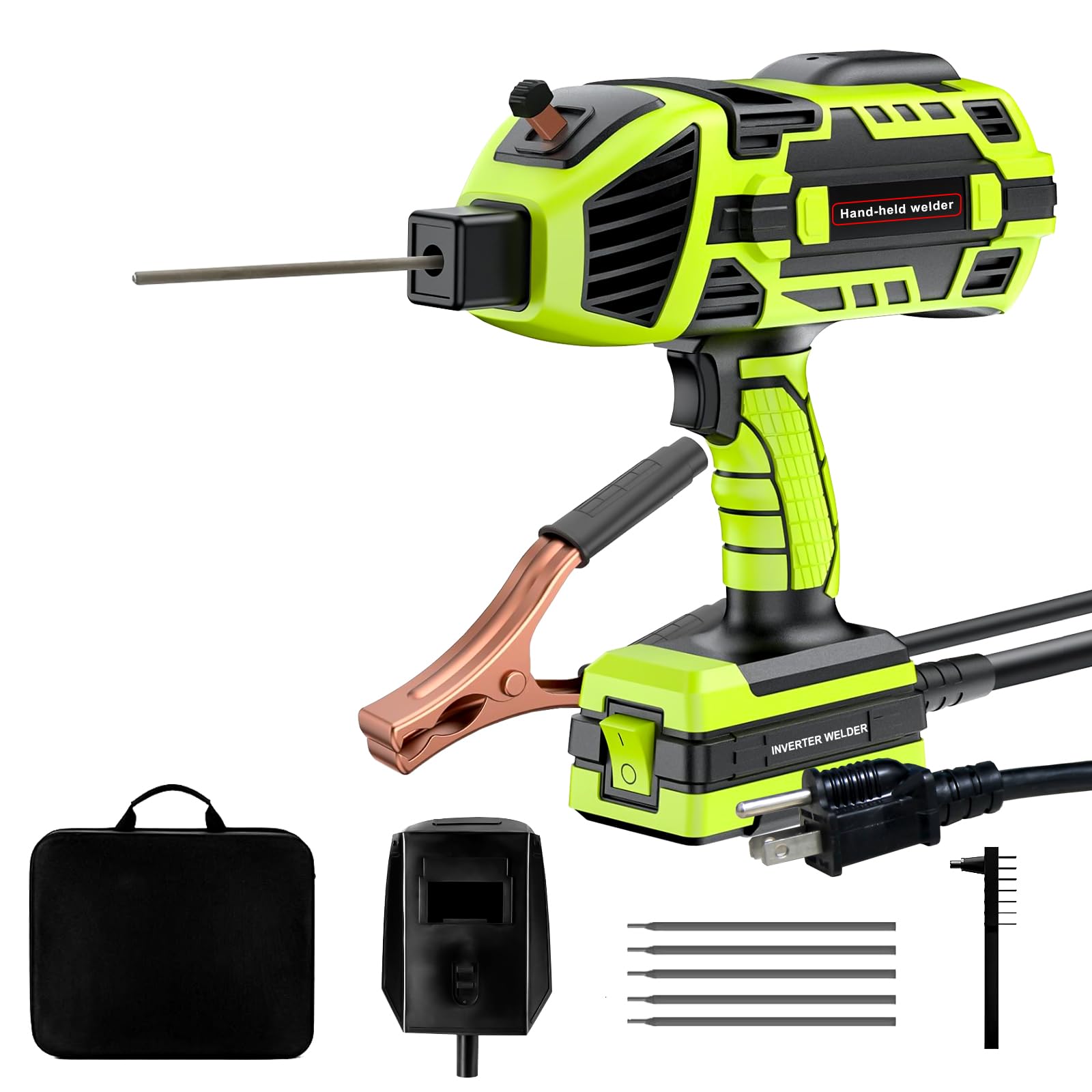 110V 120Amp IGBT Inverter Welding Machine - Portable Handheld ARC Welder Gun with Digital Display & 6 Variable Current Settings (1/16''-1/8'' Rods) - Ideal for DIY Projects, Home Repairs, Metal Fabrication & Automotive Welding - Green