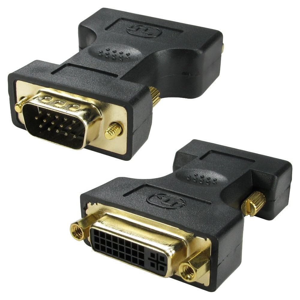Rhinocables VGA Male to DVI Female Adapter - Gold-Plated Connectors for High-Quality Video Signal Conversion | Compatible with Monitor, Computer, Projector, Home Theater & Office Setup