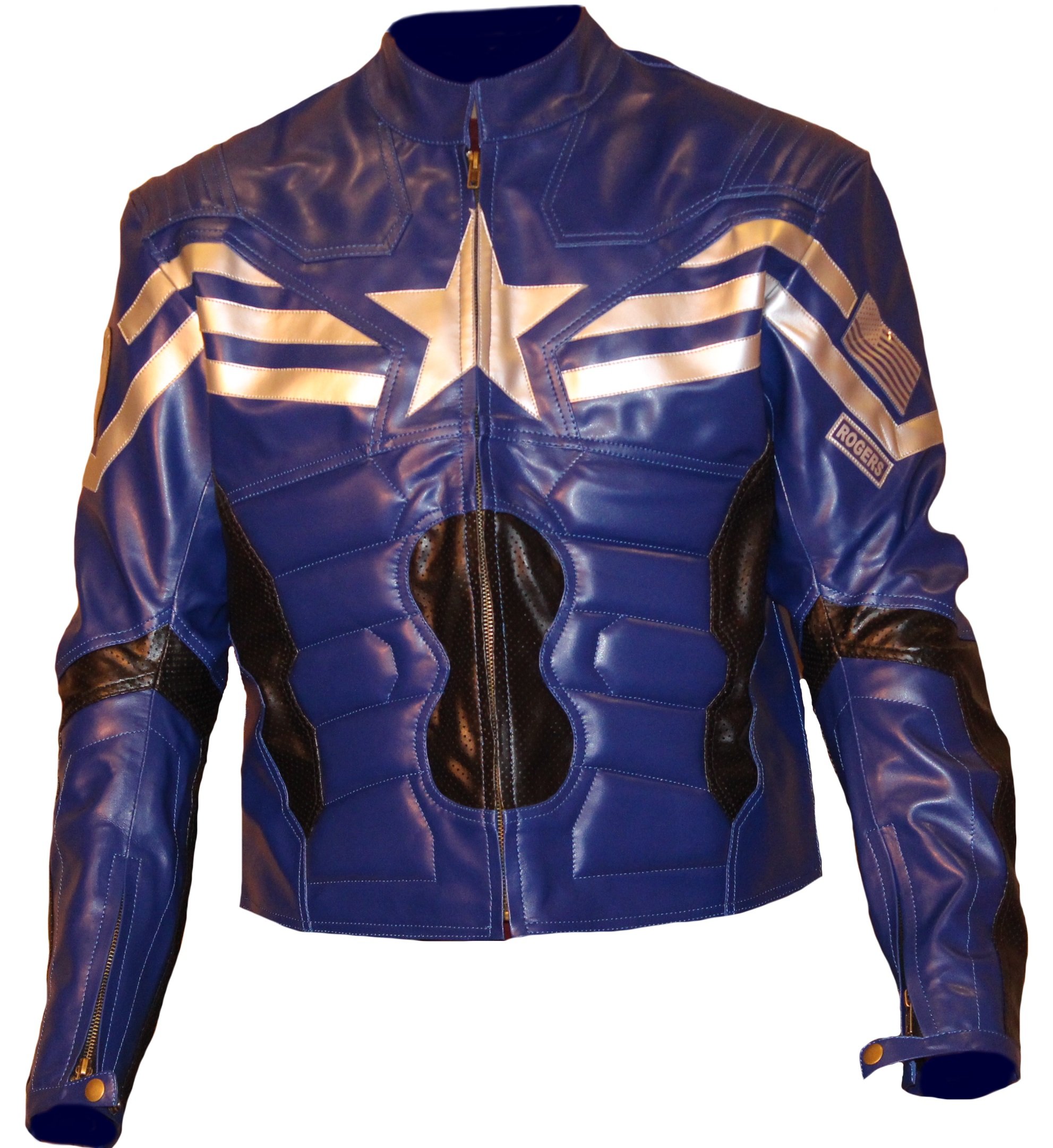 Coolhides Men's America Soldier Genuine Leather Jacket - Blue | Vintage Military Style Biker Jacket for Casual Wear & Outdoor Adventures