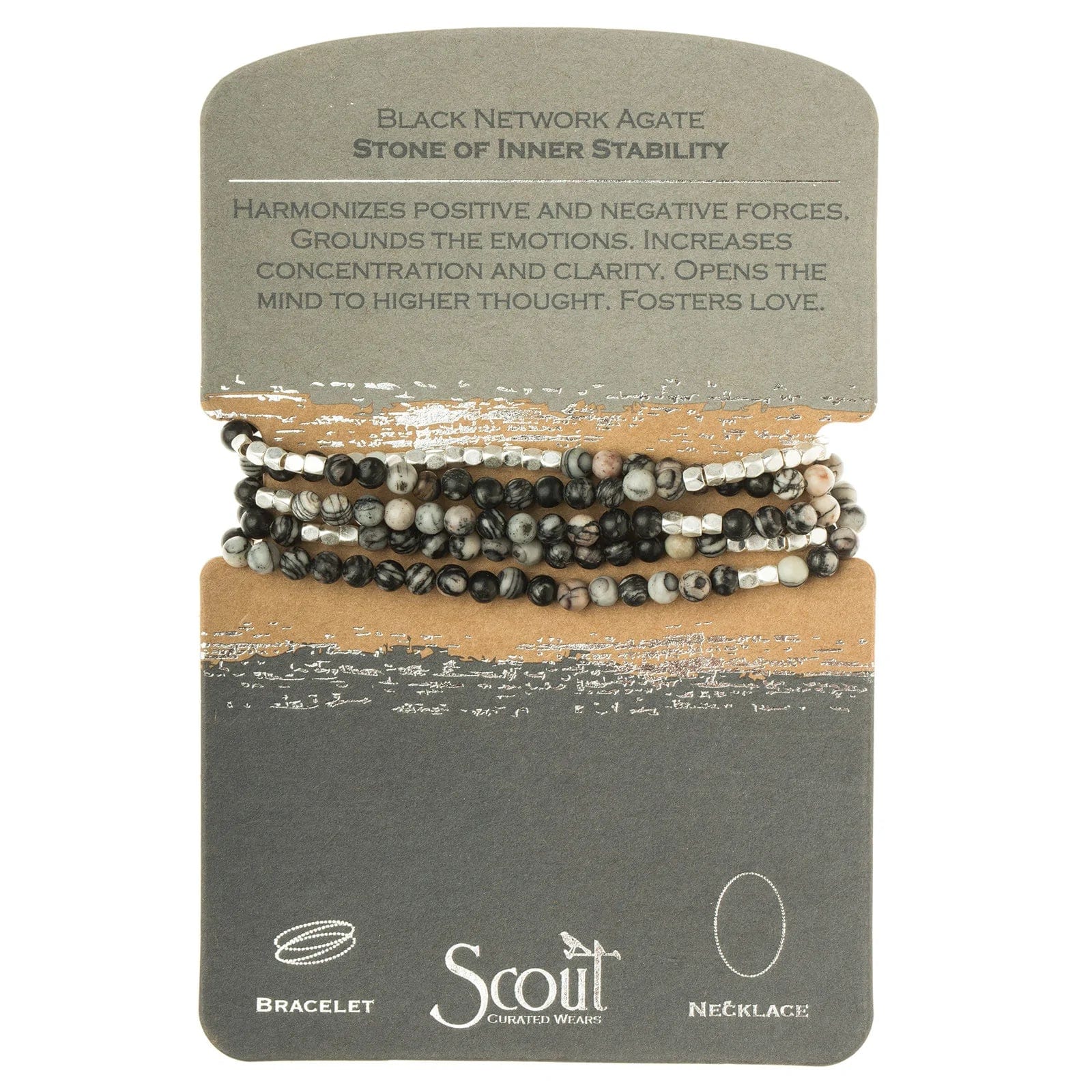 Black Network Agate Wrap Bracelet for Inner Stability & Balance – Perfect for Meditation, Yoga, and Spiritual Healing