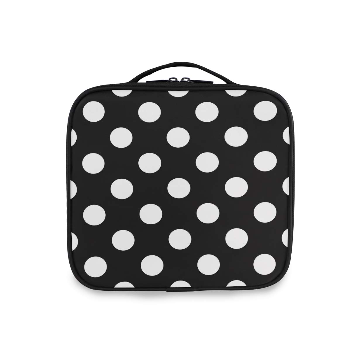 ALAZA Fashion Polka Dot Makeup Bag - Portable Cosmetic Organizer with Adjustable Dividers - Travel Train Case for Makeup Brushes & Beauty Essentials - Perfect for Travel, Home & Salon Use