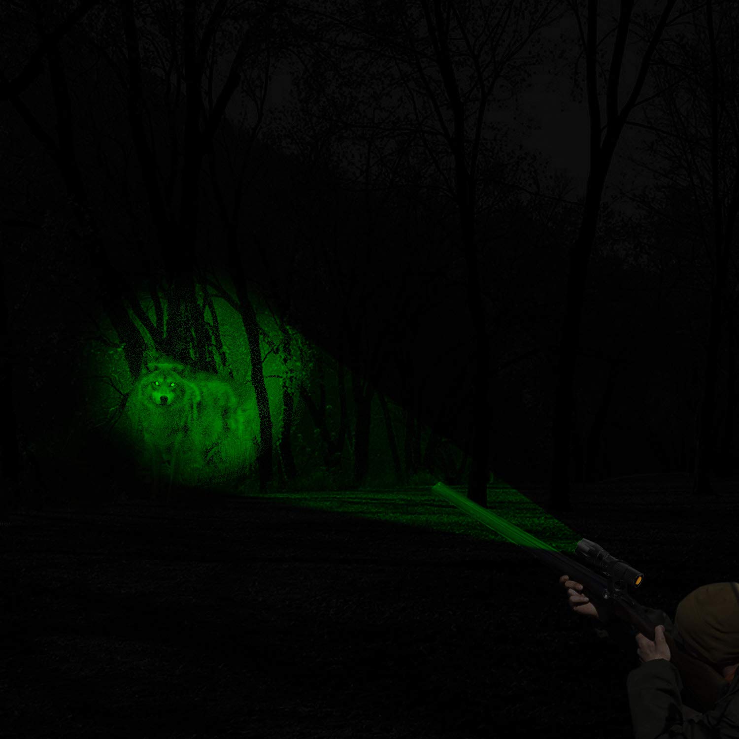 KL45 1000 Lumen Predator Hunting Flashlight - Green Zoomable Light with Remote Switch for Hogs, Coyotes & Varmints | Ideal for Night Hunting, Wildlife Observation & Outdoor Security