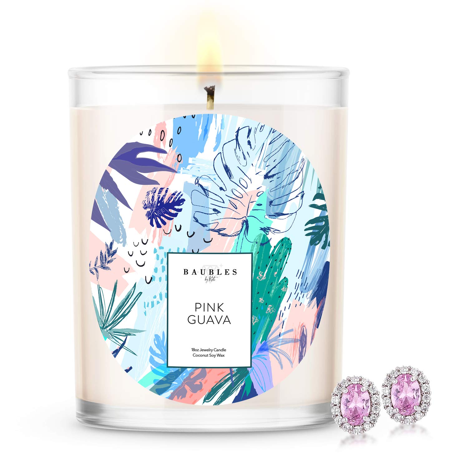 Pink Guava Scented Premium Candle with Surprise Jewelry Inside - 18oz Large Soy Wax Candle, Made in USA, Parrafin-Free - Perfect for Home Decor, Gift Giving & Relaxation