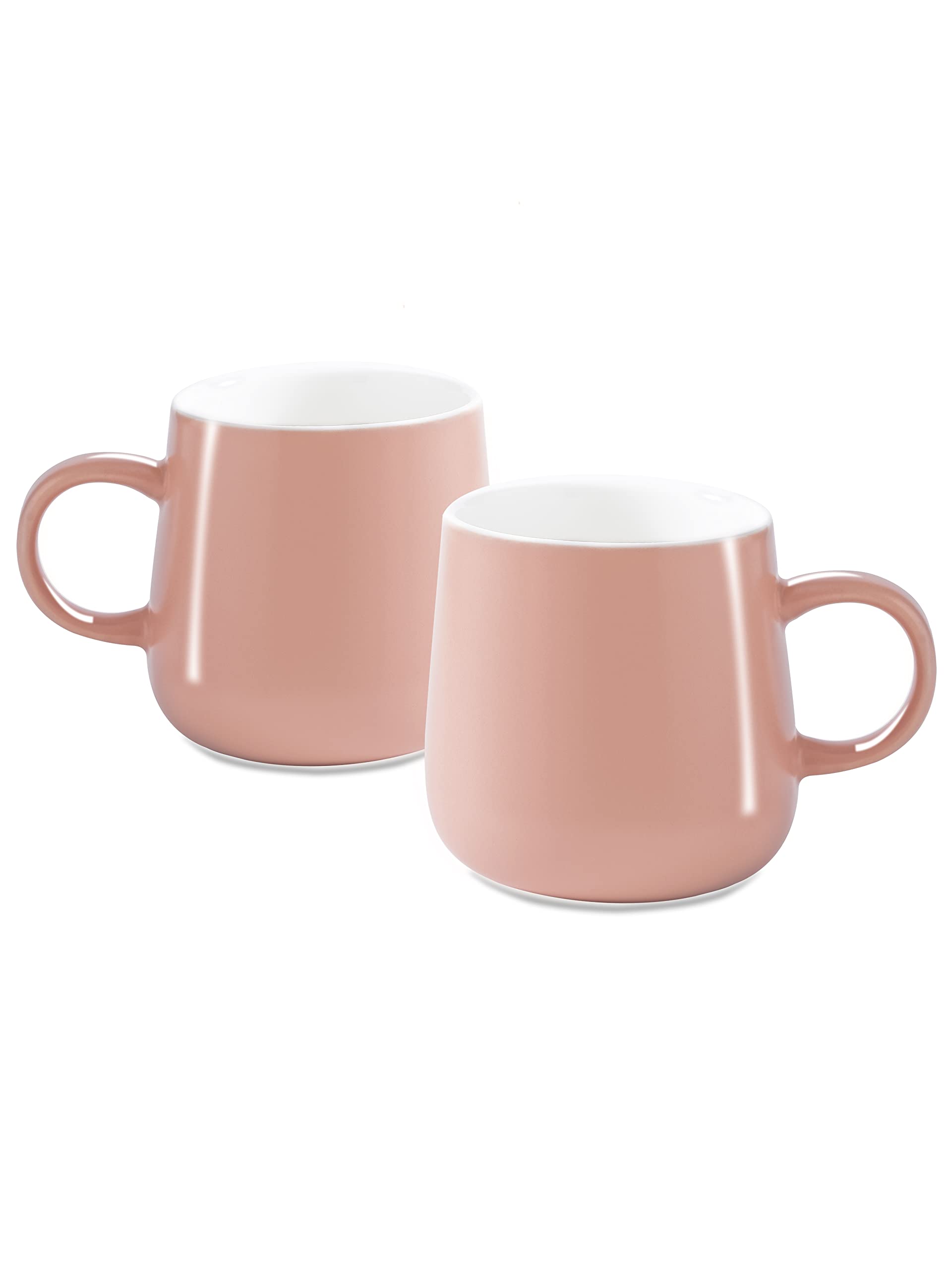 Ceramic Coffee Mugs 14oz, Microwave Safe - Set of 2 Pink for Home & Office