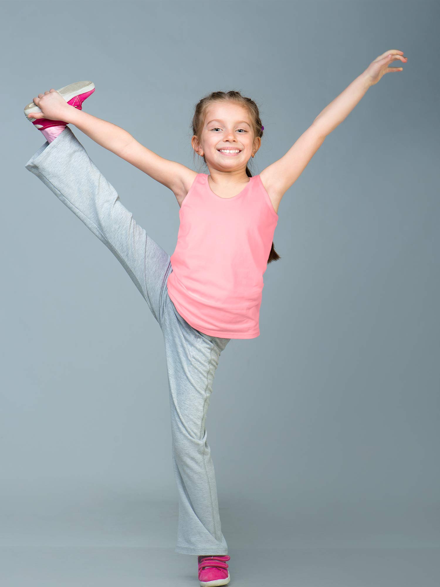 SATINIOR 4 Pack Girls Dance Tank Tops - Racerback Crop Tops Sleeveless Athletic Shirts for Gymnastics, Yoga & Performance - Breathable Workout Tops for Kids & Teens