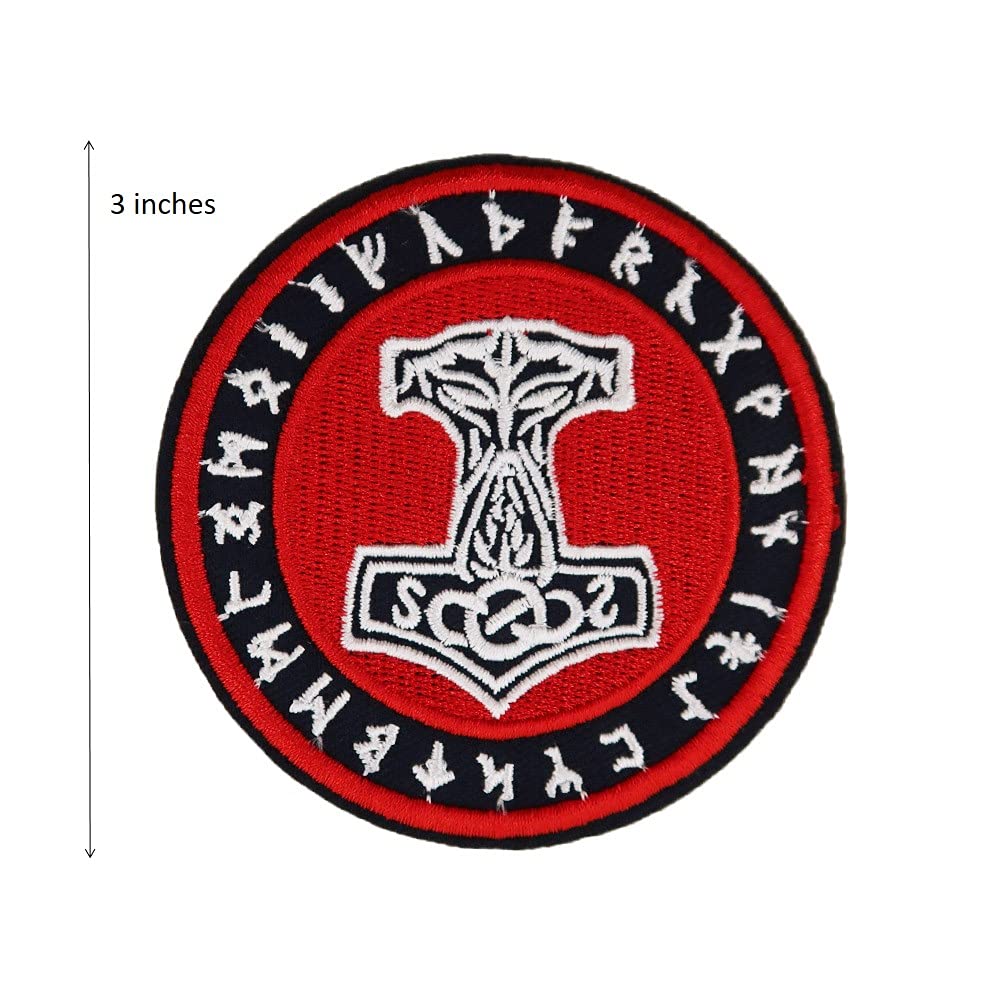 Viking Compass Rune Iron On Patches - Norse Embroidered Appliques for DIY Costumes, Jackets, Bags & Halloween Outfits | Viking Accessories for Cosplay & Medieval LARP Events