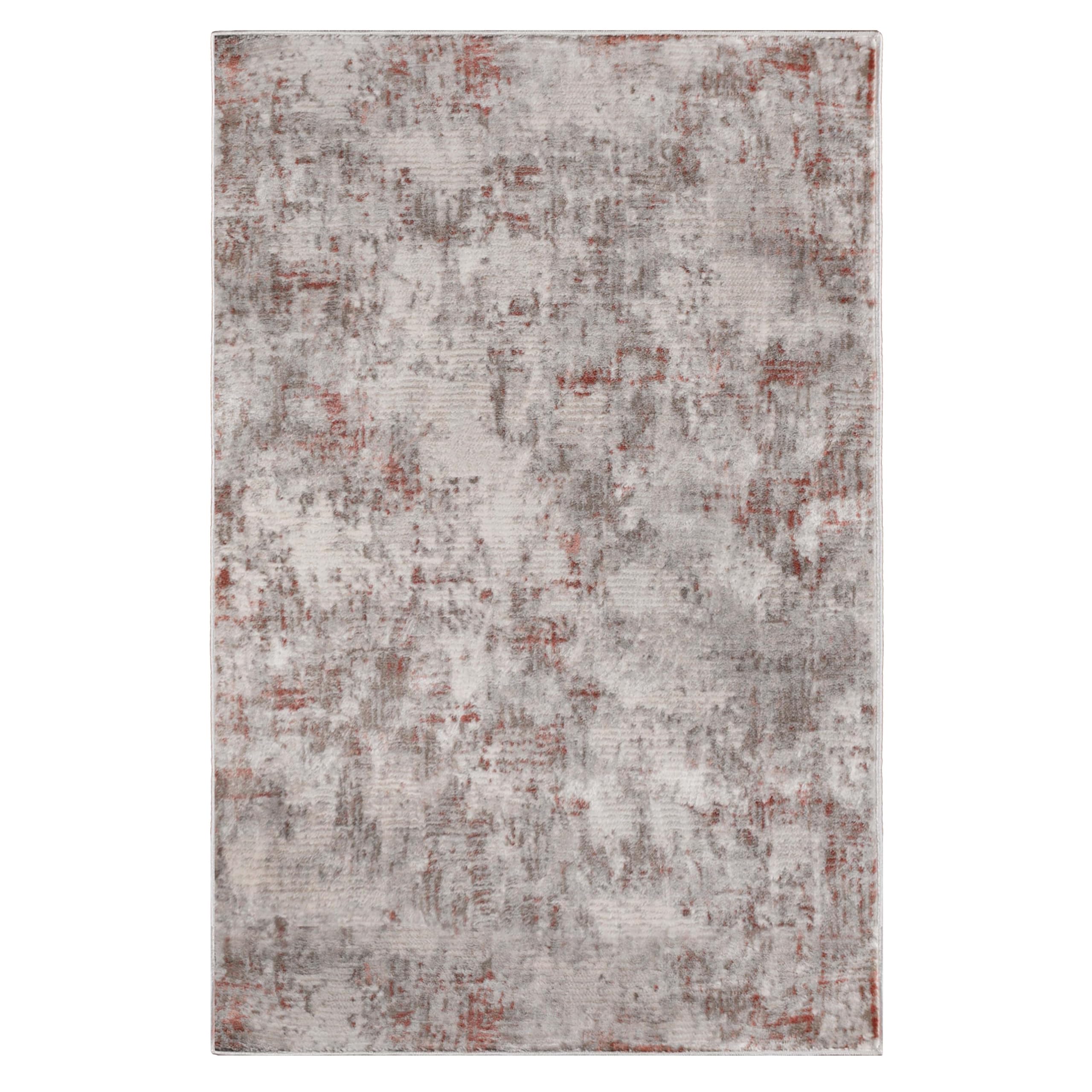 Premium Distressed Abstract Indoor Area Rug - Soft Cotton Backing, Modern Home Decor for Living Room, Bedroom, Office & Entryway - Euphemia Collection 3'x5' Rust - Perfect for Hardwood Floors & Cozy Spaces