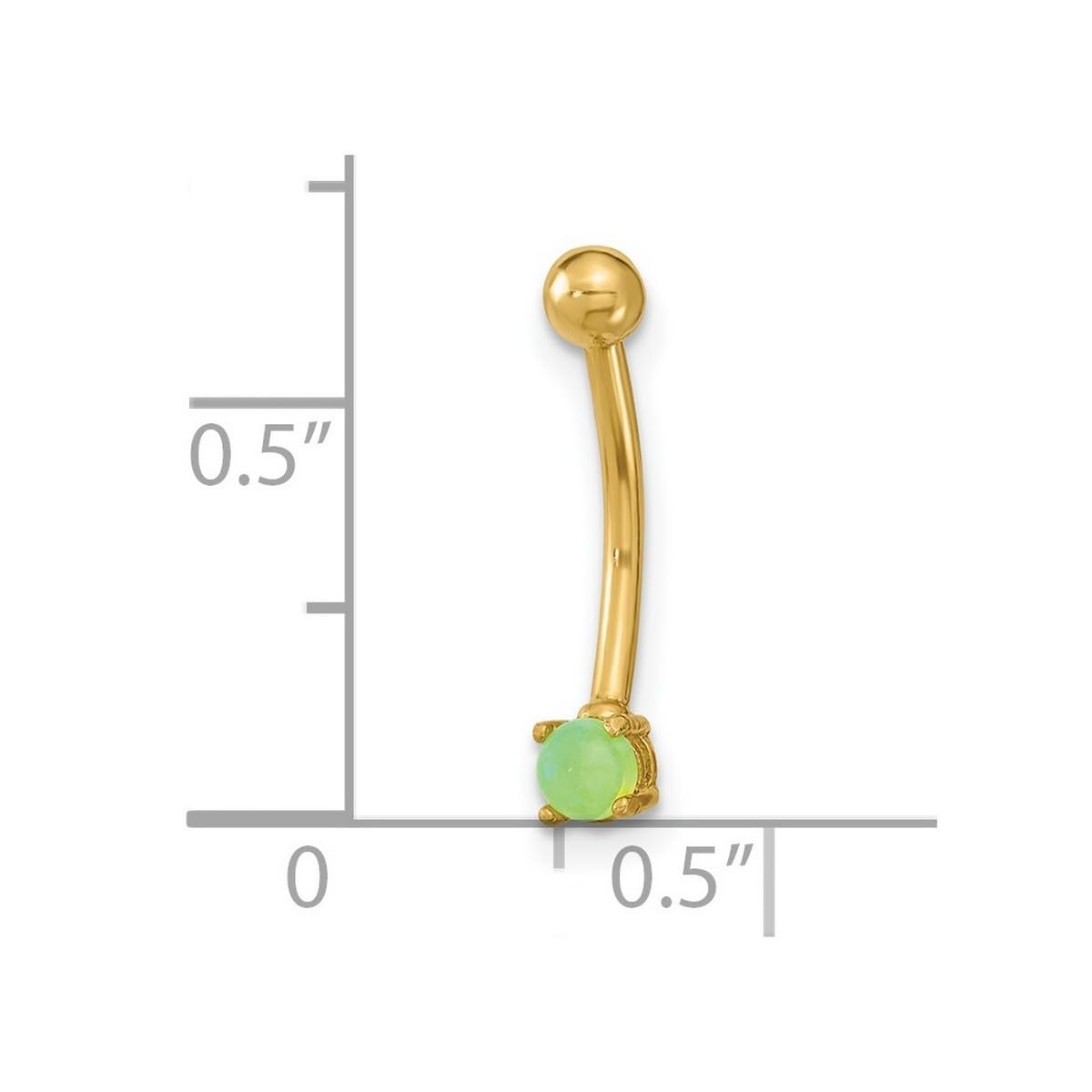 14K Gold 16 Gauge Green CZ Cubic Zirconia Simulated Diamond Eyebrow Ring - 16.43x3.38mm Body Jewelry for Women | Perfect for Eyebrow Piercing, Cartilage, and Nose Rings - Elegant Everyday Wear or Special Occasions
