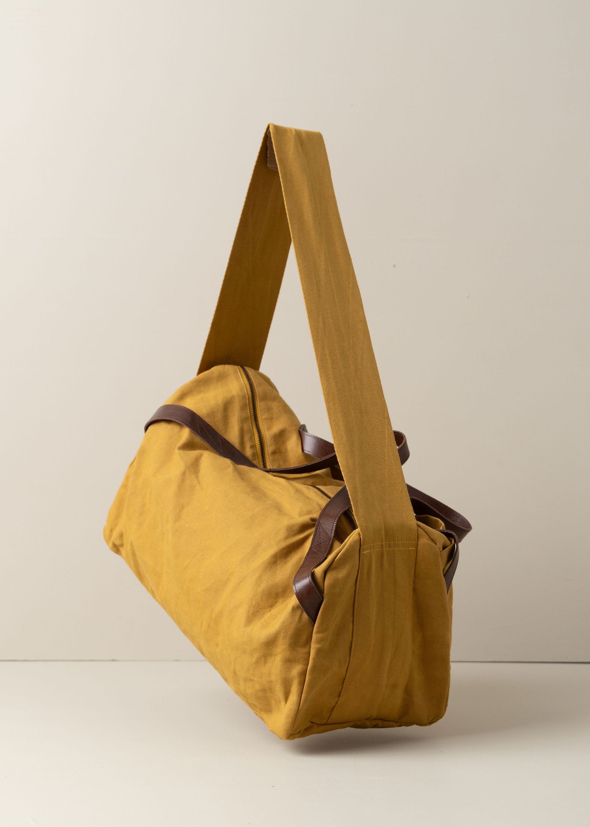 Journey Duffle Canvas Bag - Mustard Yellow Travel Duffel for Gym, Weekend Trips & Outdoor Adventures | Durable Cotton Tote with Shoulder Strap