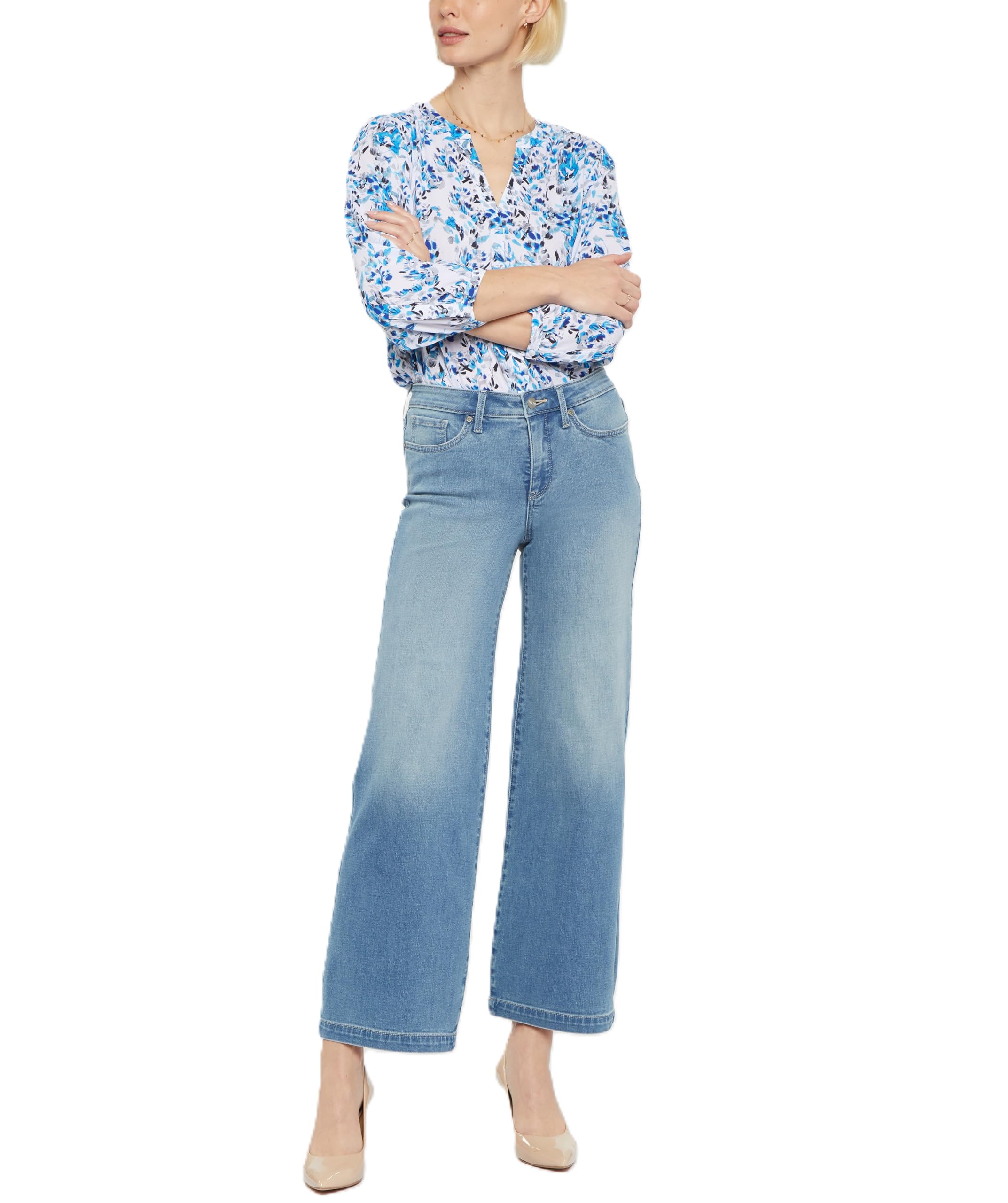 NYDJ Women's Teresa Wide Leg Ankle Jeans - Comfort Stretch Denim Pants for Casual & Office Wear | Perfect for Work, Travel & Everyday Outfits