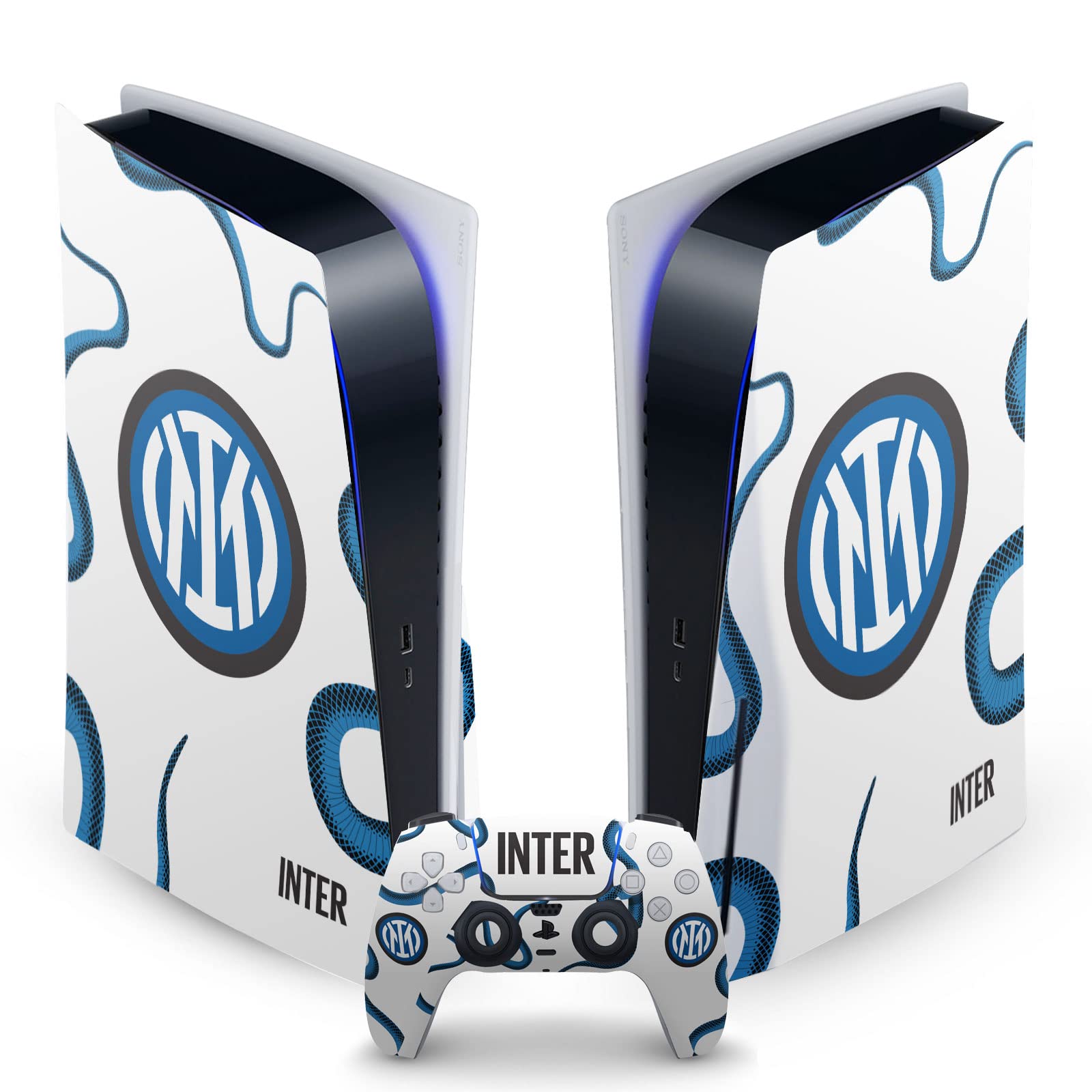 Officially Licensed Inter Milan Away 2021/22 Crest Kit Matte Vinyl Faceplate Sticker for PS5 & Controller - Custom Gaming Skin Decal Compatible with Sony PlayStation 5 Disc Console & DualSense - Perfect for Soccer Fans & Gamers