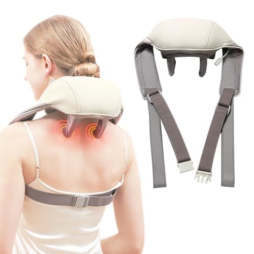 Hotodeal Electric Neck and Shoulder Massager with Heat - Cordless Shiatsu Deep Tissue Massage Pillow for Pain Relief, Portable Heat Therapy for Home, Office, and Travel Use