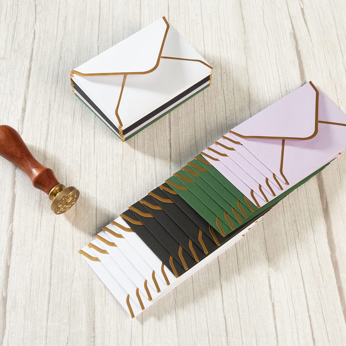 Mini Gift Card Envelopes 100pcs - Gold Border V Flap (4x2.7