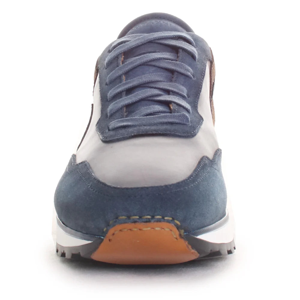 MAGNANNI Navy Aero Sneakers for Men - Premium Leather Casual Shoes | Perfect for Work, Travel & Everyday Wear