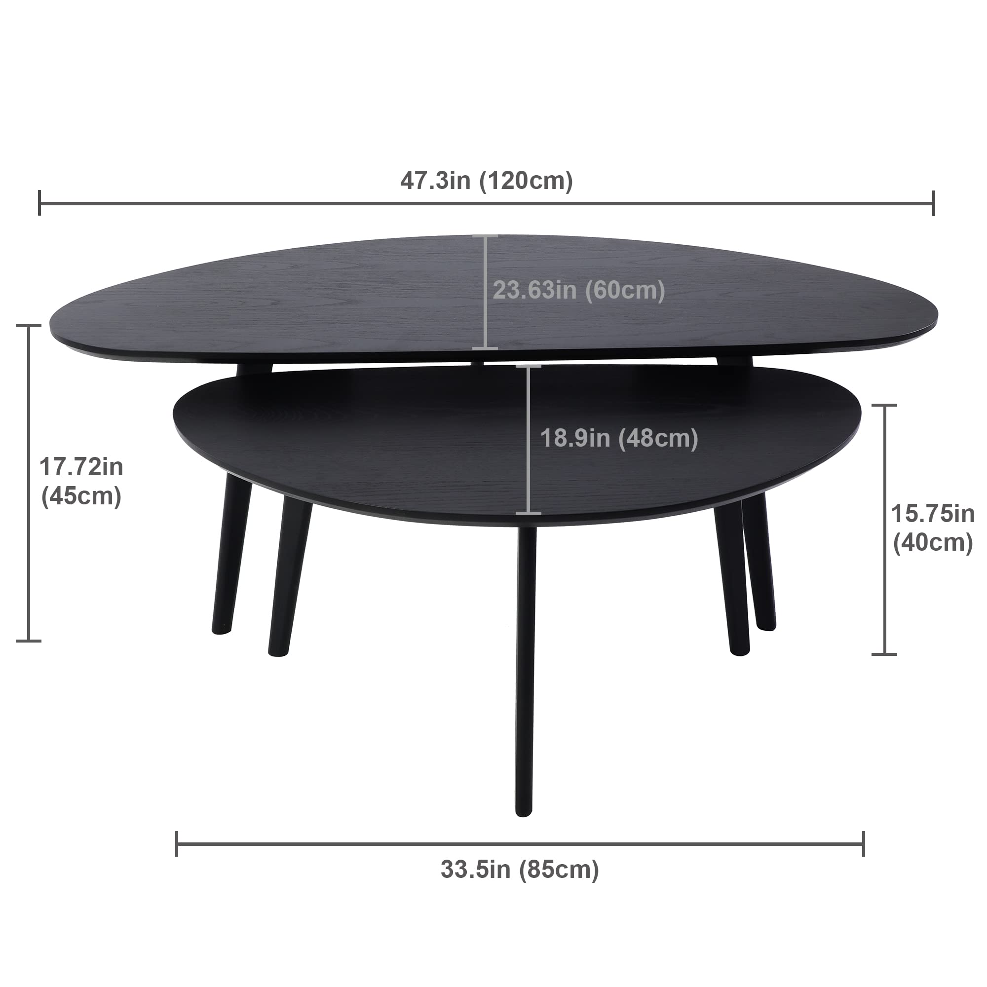 Mid Century Modern Oval Coffee Table - 47.3
