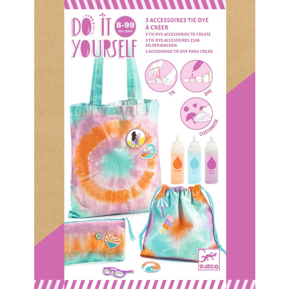 DIY Tie Dye Kit for Kids & Adults - Djeco Creative Arts & Crafts Set - Perfect for Birthday Parties, Summer Camp Activities & Family Bonding Time