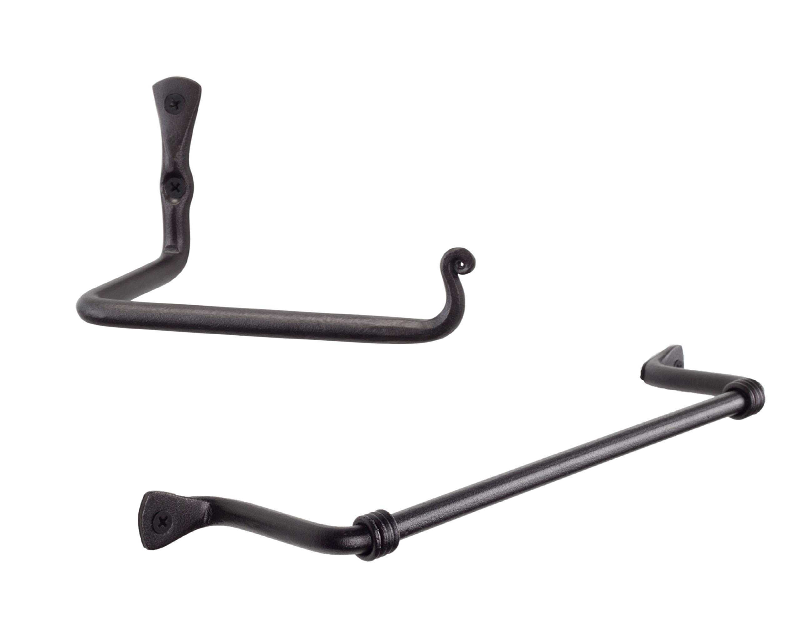 RTZEN Wrought Iron Bathroom Accessories Set - Decorative Hand Towel Bar & Toilet Paper Holder for Vintage Style Bathroom Decor | Rustic Home Bath Essentials for Powder Room, Guest Bath, and Master Bath