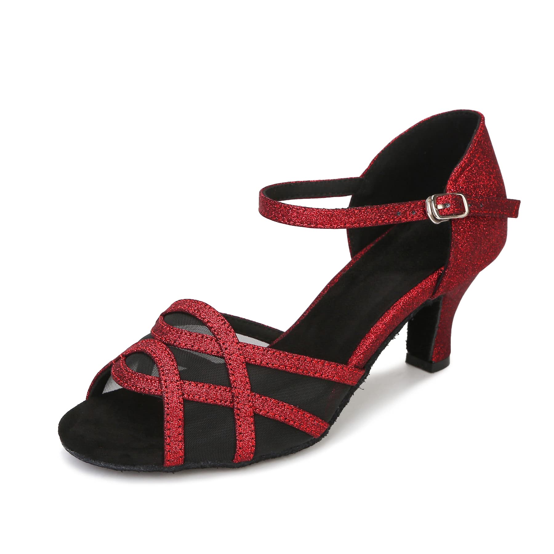Women's Latin Dance Shoes - Ballroom Salsa Tango Shoes for Women (Red, Size 9.5) - Perfect for Dance Competitions, Performances & Social Dancing