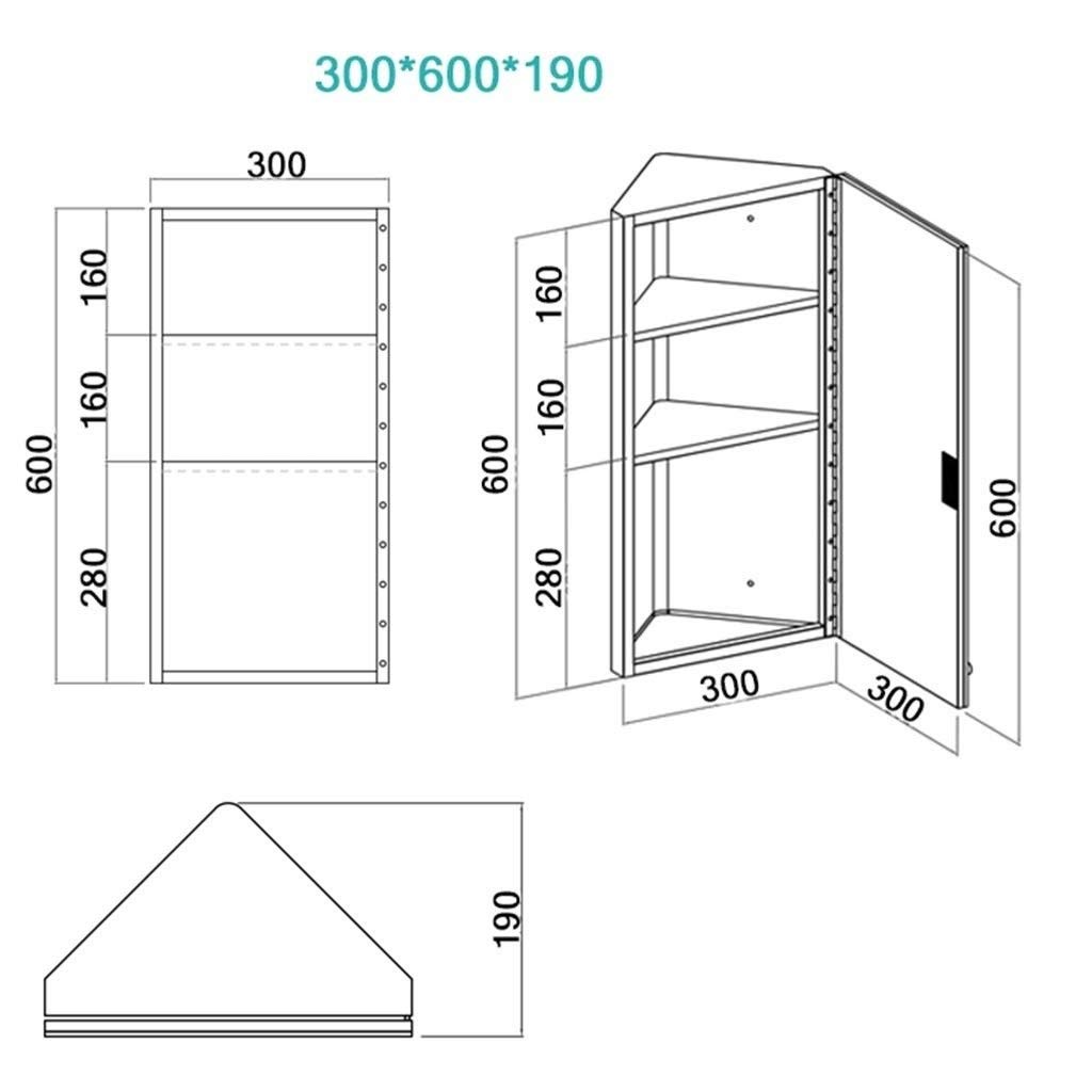 Corner Mirror Cabinet for Bathroom - Stainless Steel Triangle Wall Cabinet with 3-Tier Storage, Silver (36x60x19cm) - Perfect for Small Bathrooms, Powder Rooms & Vanity Areas